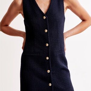 The A&F Mara Tweed Vest Mini Dress in Black
